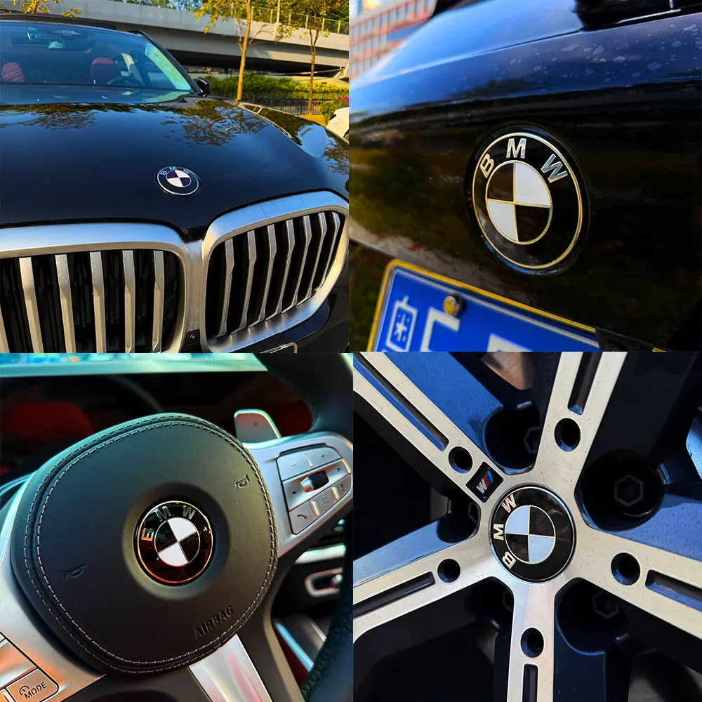 13-piece set, forged material, suitable for BMW logo wrapping, M3 M4 M5 X1 X2 X3 X4 X5 X6 X7 front logo, rear logo, tail logo, hood, steering wheel, wheels, and decorative stickers.