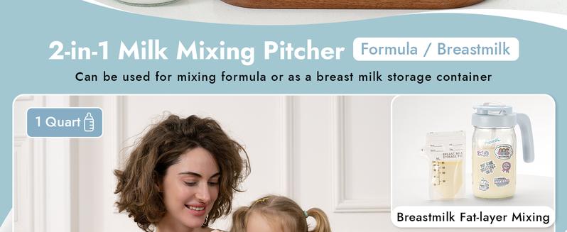 Papablic Glass Baby Food Processor Pitcher, 32 Oz Wide-Mouth – BPA-Free Formula & Breastmilk Mixer