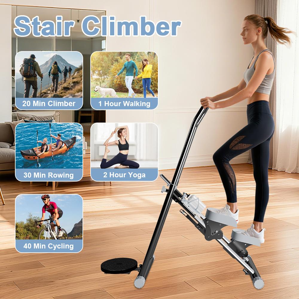 OVER SELF Stair Stepper with Handlebar for Full-Body Workout Compact Cardio Climber Exercise  for Home Gym Full Body Workout 220lbs Weight Capacity