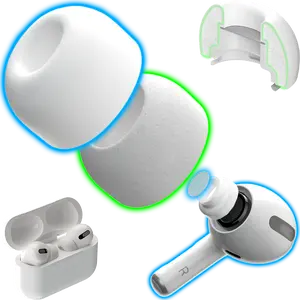 AirFoams Pro Active 2.0 Ear Tips for AirPods Pro & Pro 2 - Durable Silicone Shield, Memory Foam Protection, Ultra Comfortable, Easy to Clean, Patent Pending