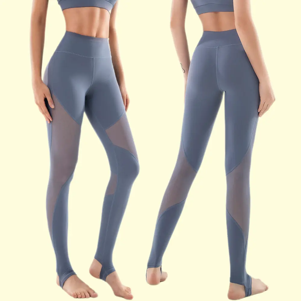 Women's Plus Size High-Waisted Sporty Chic Stirrup Leggings - Universal Quick-Dry Breathable Yoga Tights with Mesh Panels, Butt-Lifting Design, All Seasons Cold Wash Active Workout Bottoms