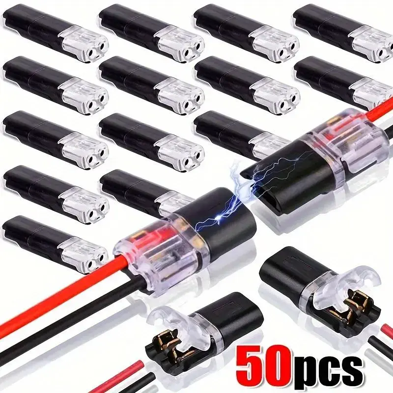 Double-Wire Plug-in Connector Led Light Strip Connectors , Solderless Quick Wire Connectors with Locking Buckle,2-Pin Dual-Way Connectors for LED Strips, Cars and Low-Voltage Applications