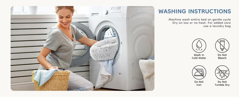 Dog Bed, Washable Comfortable Pet Bed for Medium to Large Dogs, Anti-Slip Round Fluffy Plush Faux Fur Dog Bed for Sleeping, Indoor