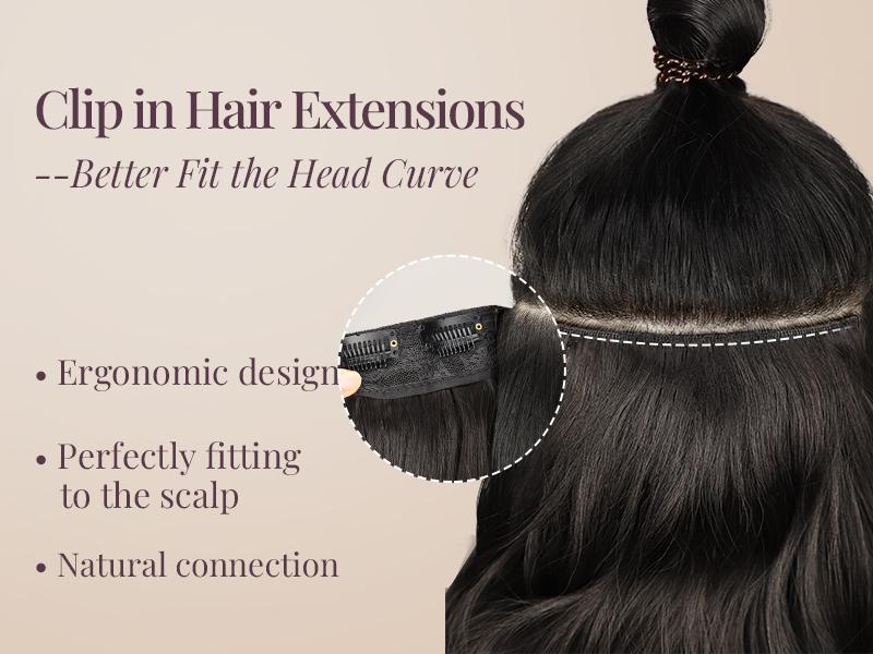 [kookastyle] Clip In Hair Extensions, Natural Long Layered Soft Invisible Synthetic Curly Wavy Hairpieces for Women, 4 pcs (20 Inch, Black)