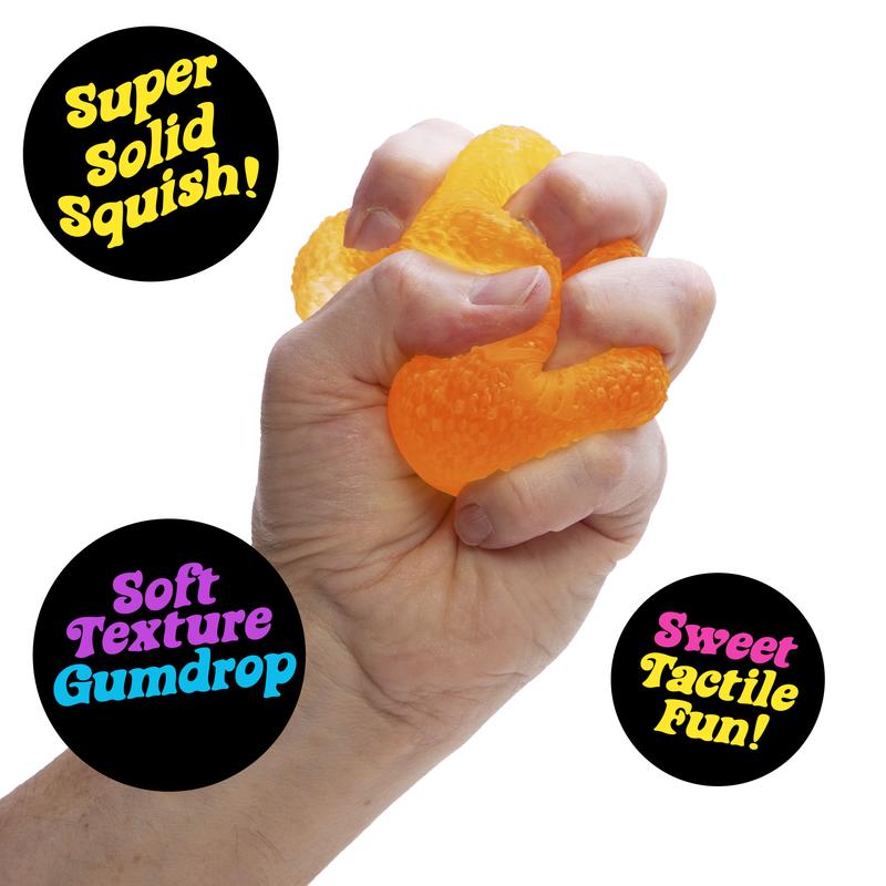 NeeDoh Gumdrop – Gumdrop-Shaped Sensory Toy with Groovy Squeeze, 4 Assorted Colors (One Random Color)