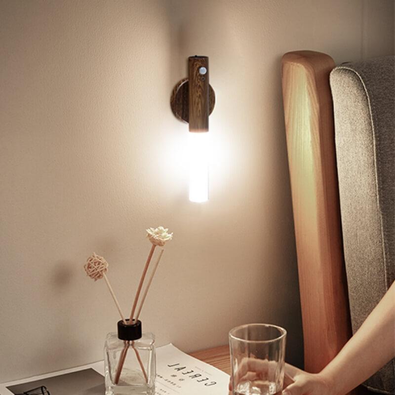 Hokolite Rechargeable LED Motion Sensor Closet Light in Wooden Texture with Magnetic Base for Easy Installation and Non-Glaring Design Modern Decor Smart Home