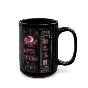 Moon Candle Library Mug Gothic Coffee Cup Purple Dark Academia Aesthetic Gothic Celestial Bookshelf Mug