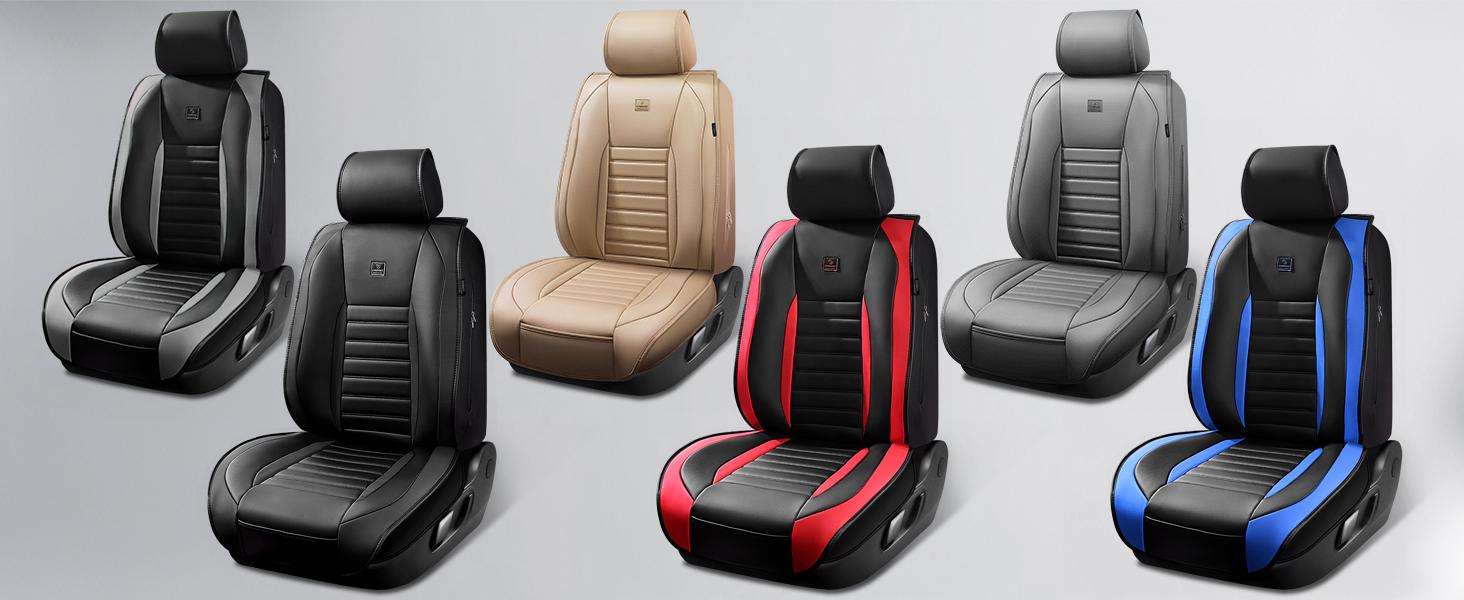 CAR PASS Nappa Leather Seat Covers Protection for Front Seats Universal Waterproof & Anti-Slip Design Airbag Compatible for Sedan, SUV, Pickup Truck  Black 1 Count