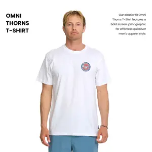 Quiksilver | Men’s Omni Thorns T-Shirt - White | Casual Wear Classic Fit | 100% Ringspun Cotton Soft Screen-Print