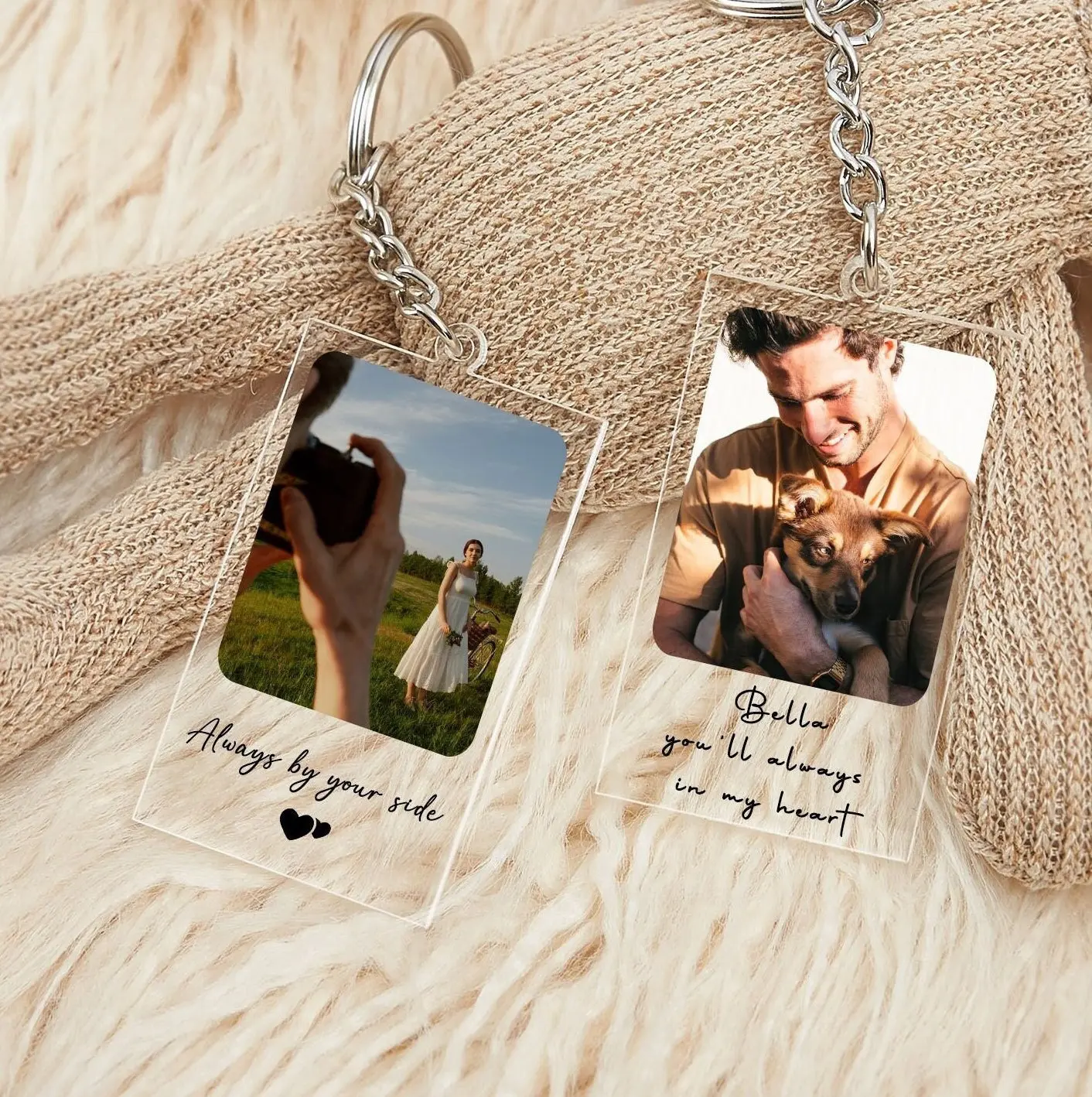 Personalized Photo Keychain: Custom Message Acrylic Keyring, Any Photo And Any Text Keychain, Accessory For Birthday Gift, Christmas Gifts