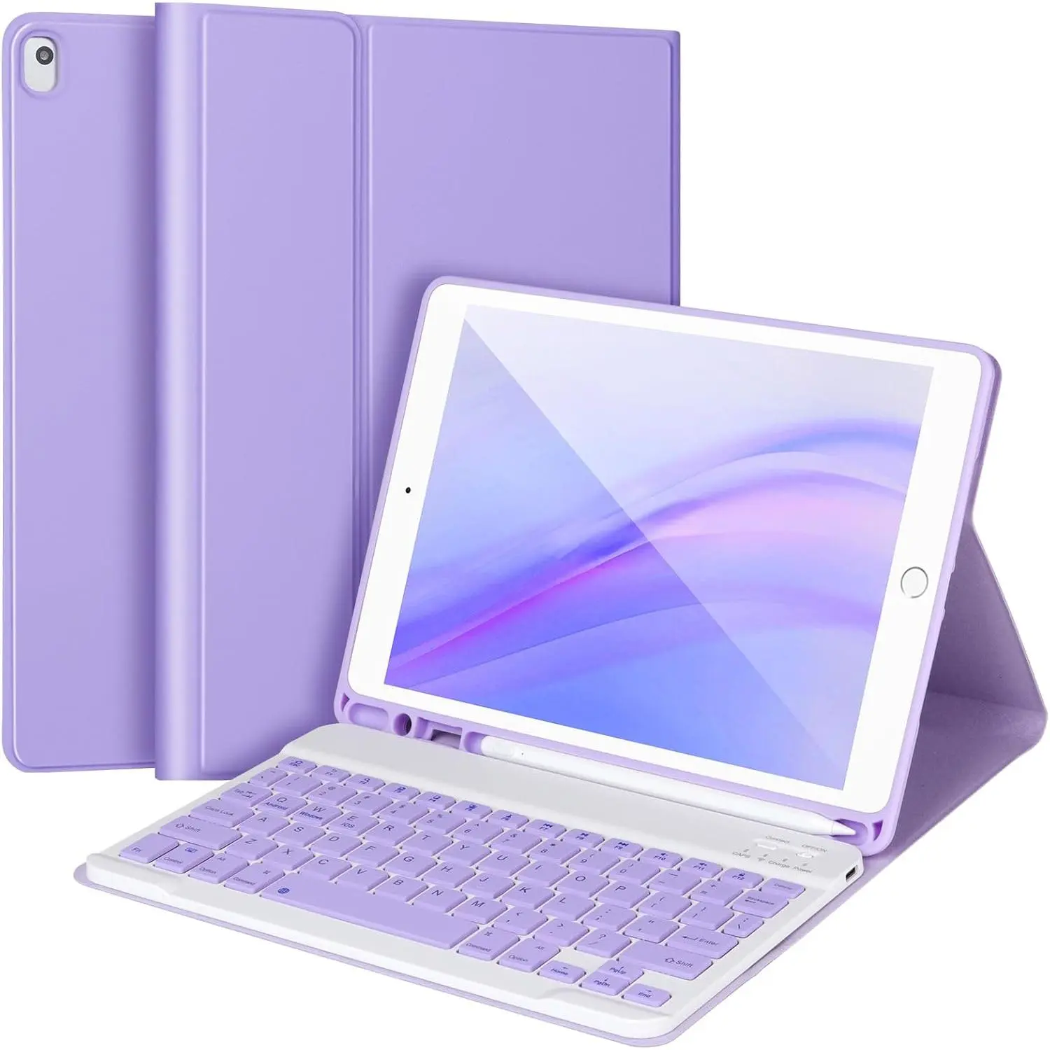 Keyboard Case for iPad 9/8/7th Gen 10.2,Case with Keyboard ipad 10.2 inch,Keyboard for iPad 9th Gen, Keyboard for iPad 10.2,iPad Keyboard Case 9th Gen with Pencil Holder (Purple)