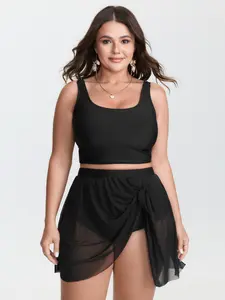 【Summer Turn-Up】Mesh Side Drape Knotted Hem Swim Bottoms, 2-Pack Swimwear Bottoms for Spring Break, Easter Day, Mother's Day Gifts (Sports & Outdoor Surfwear) [M-6X] 2026 Summer Pick for Mother's Day