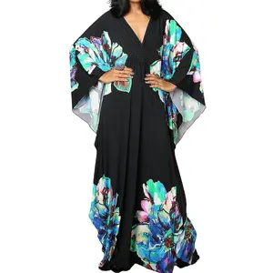Bsubseach Women Ethnic Print Kaftan  Dress Plus Size Swimsuit Cover Up,Mrs. Roper Kaftan ,Swimsuit,bubu,mumu