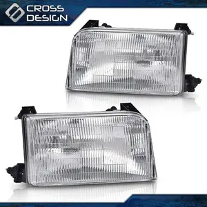 CROSSDESIGN Pair Clear Halogen Headlights Set Left & Right Side Fit For 1992-1996 Ford F-150
