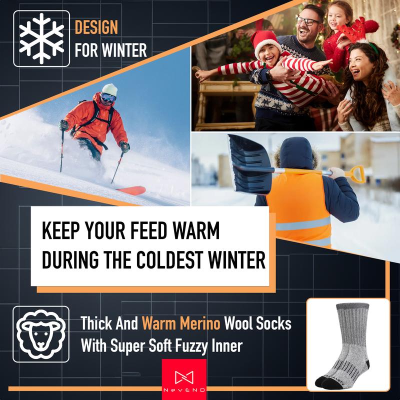 NevEND 3 Pairs Mens Heavy Duty Thermal Boot Socks Winter Warm Insulated Heated Cotton Wool Work Crew Thick Warm Socks 7-12 Menswear Underwear
