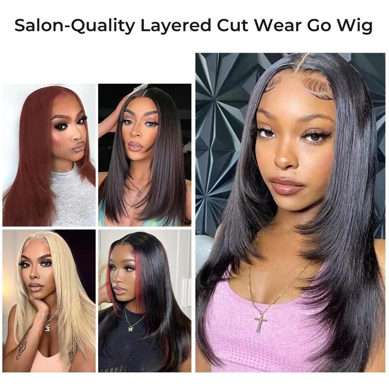 ISEE HAIR  Layered Cut Wear Go Wigs Yaki Straight 9x6 Pre-cut Lace Closure 180% Density Wigs Premium Quality Human Hair Outdoorfun #Category Spotlight