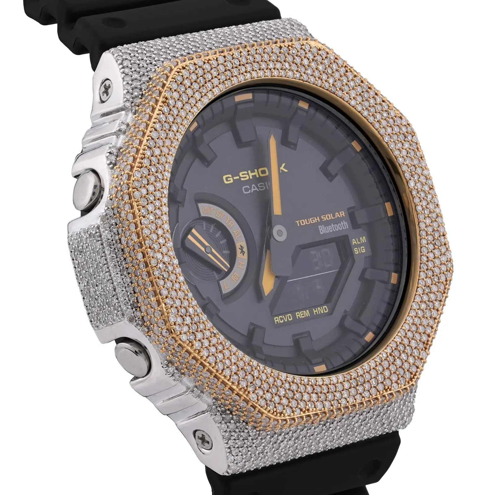 G-Shock GA2100 4.6CT Natural Diamond Two-Tone Yellow/White Yellow Dial Watch
