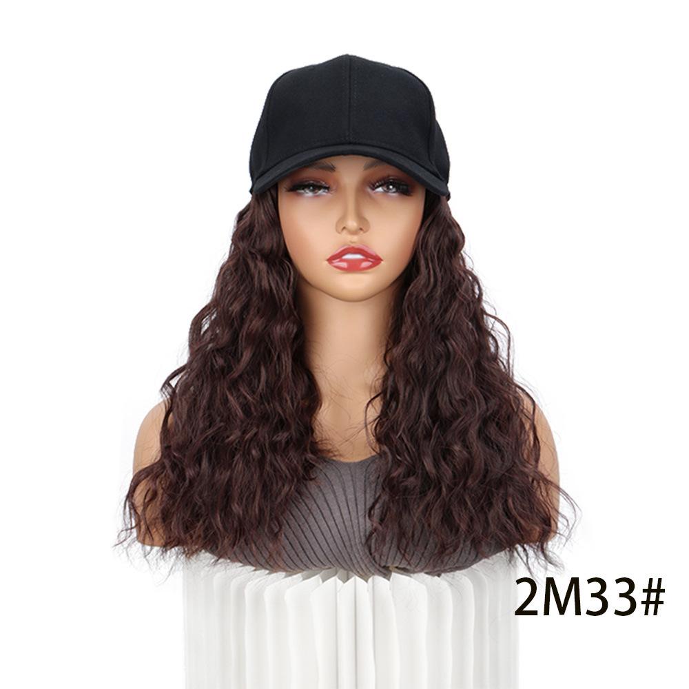 17.7inch Bob Hair With Baseball CapWave Curly Hair Hat Short SyntheticHair Extensions For Women