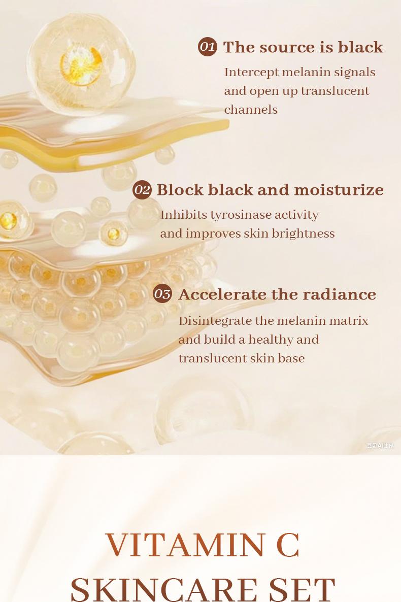 5X Vitamin C Facial Care Set 6-Piece Pack with Cleanser Toner Face Serum Cream & Eye Cream Gentle Skin Cleaning Care Travel Size Kit Daily