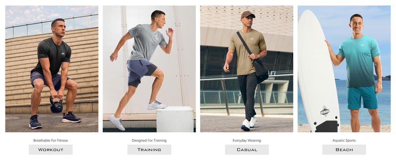 G Gradual Men's UPF 50+ Sun Protection Dry Fit Workout Gym T-Shirts Rash Guard Swim Shirts Moisture Wicking Tops for Athletic, Beach, Hiking  Outdoor Wear