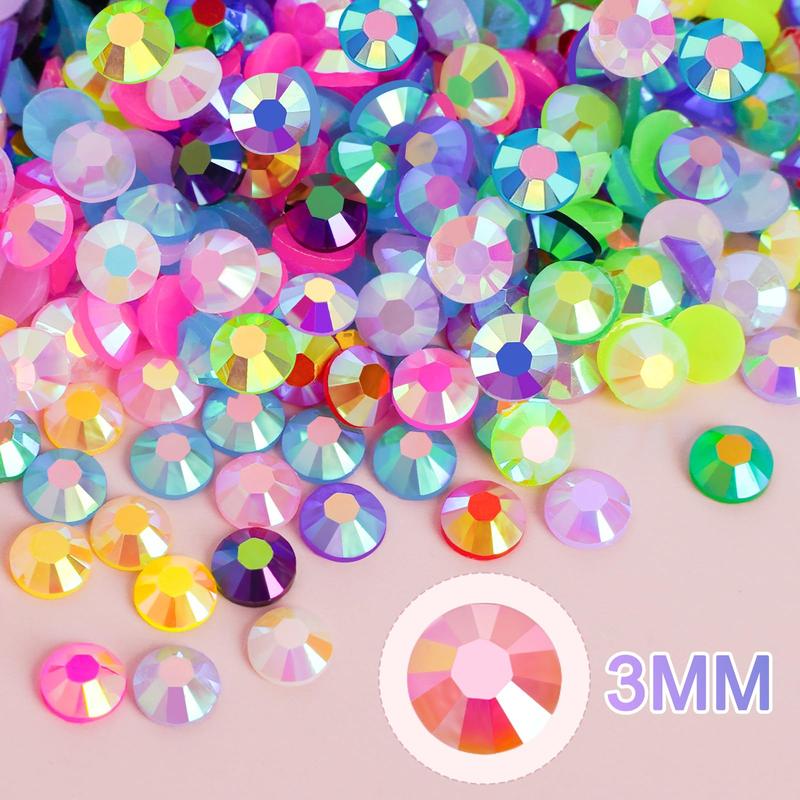 20000Pcs Resin Jelly Rhinestones for Bedazzling, Multicolor 3mm Flatback Rainbow Gems, Bedazzling Crystal with 4Pcs 2.5g Jewelry Glue, Rhinestone Picker for DIY Crafting Clothes Shoes Nail Art