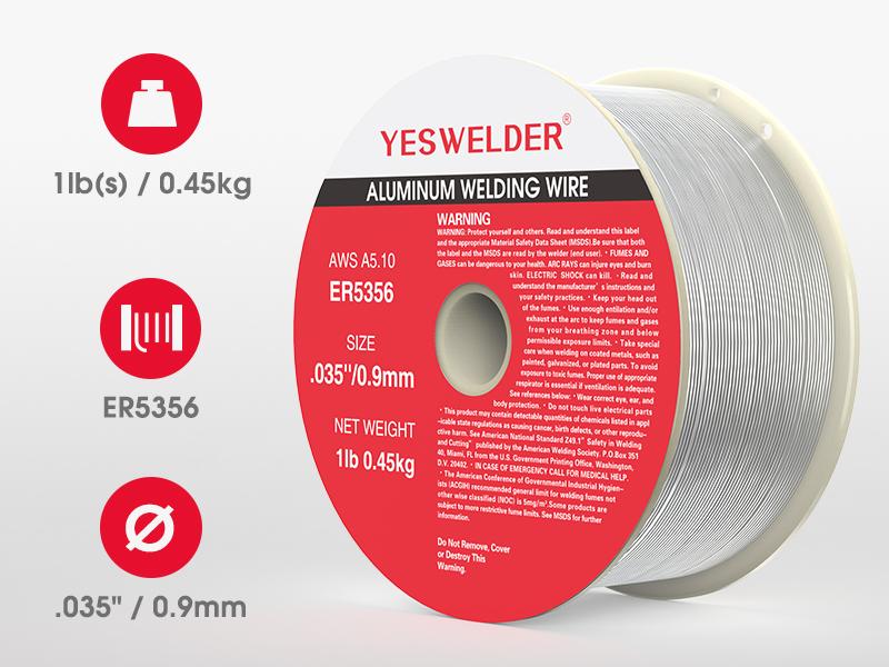 YESWELDER ER5356 .030"/.035" Diameter 1LB Spool Magnesium Aluminum MIG Welding Wire