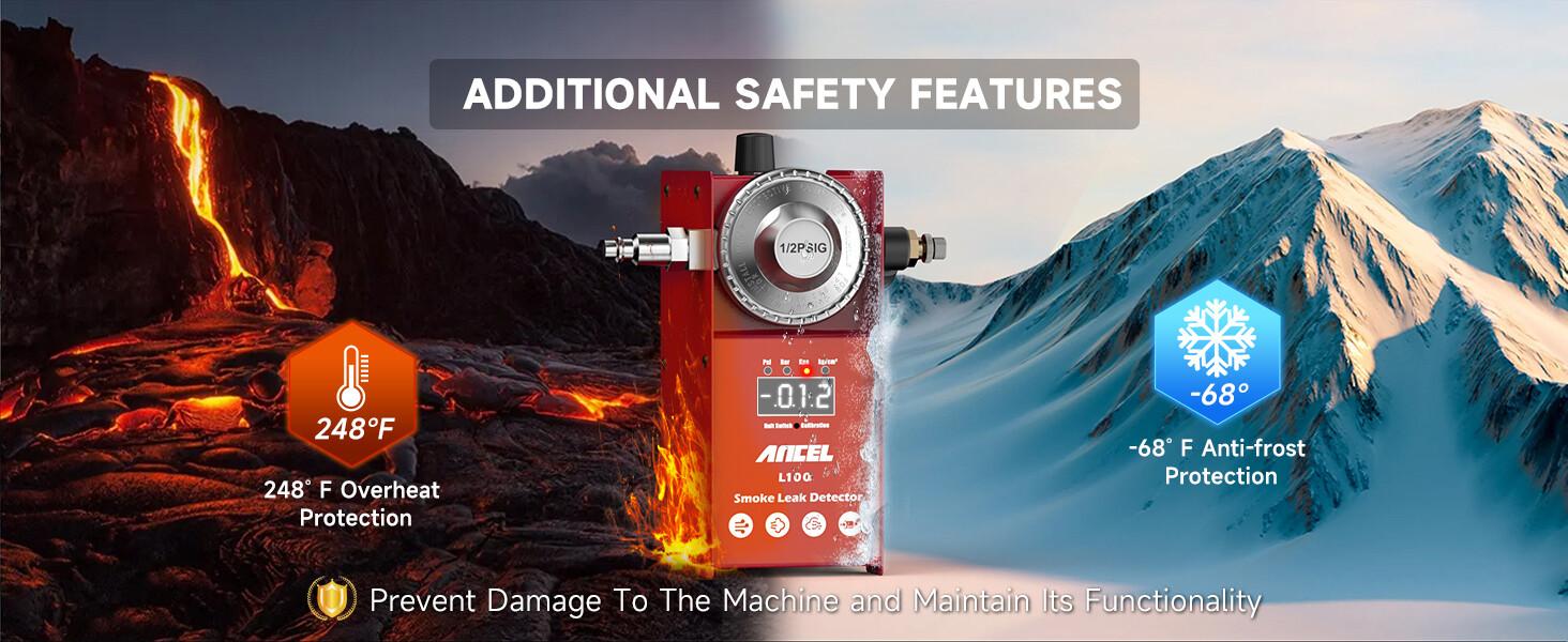 ANCEL L100 Automotive Smoke Machine EVAP Smoke Leak Detector with Digital Pressure Gauge, Air Smoke Dual Modes, Automotive Car Vacuum Leakage Locator All Systems Leak Detector for All Pipes Car Truck