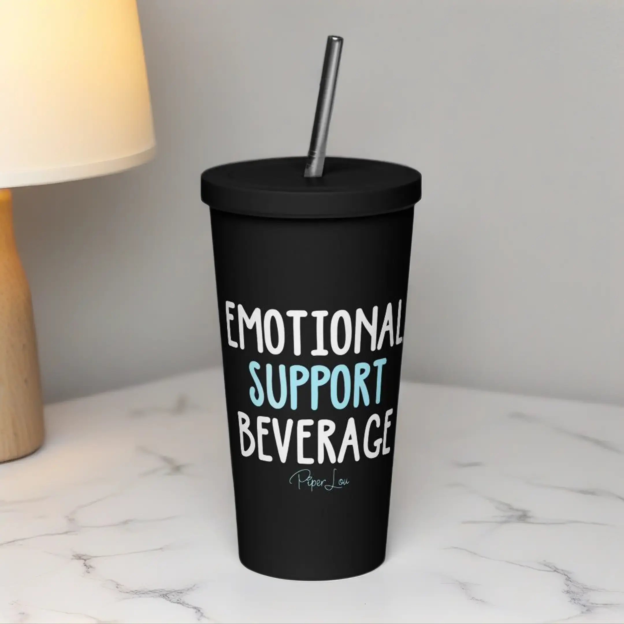 Stainless Steel Insulated Color Burst Printed Tumbler with Lid and Straw, Emotional Support Kitchenware Drinkware Vacuum Flask