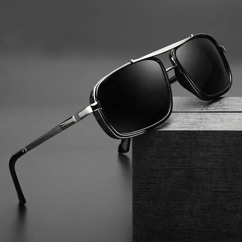 Vintage Punk Polarized Sunglasses for Men UV400 Steampunk Square Shades Stylish Summer Eyewear for Driving, Travel & Outdoor Activities