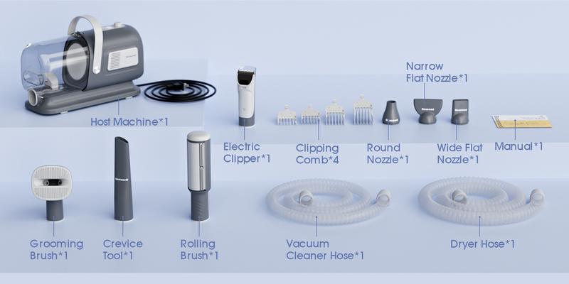 【Geoorood】 Geoorood Dog Grooming All-in-One Kit with Vacuum Brush 2.5L Large Pog, Stainless Steel Blades Lightweight Design 13KPa Suction Force Portable Cleaning Set #February Stock Up