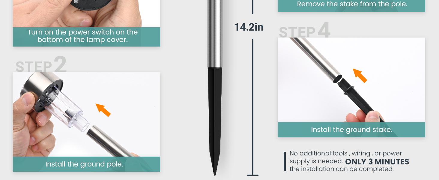 【Springtok】GIGALUMI 24 Pack Solar Path Lights Outdoor,Solar Lights Outdoor Waterproof,Stainless Steel LED Landscape Lighting,Solar Garden Lights for Driveway,Pathway,Patio,Yard