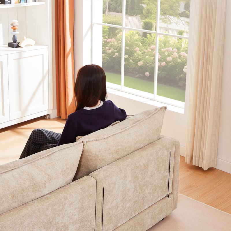 Sectional Sofa Modular Couch 102 Inch L Shaped Couch Set for Living Room, 3-Seater Comfy Cloud Couches with Movable Ottoman, DIY Combination, Chenille, Coffee