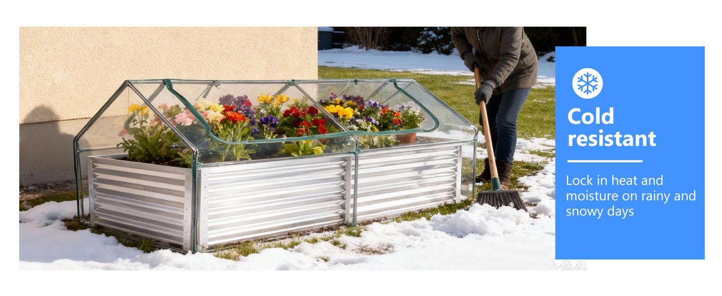 Outdoor Raised Garden Bed with Waterproof Cover for Growing Vegetables, Cold-Resistant Planter Box Kit with Large Screen Windows for Herbs & Flowers, 6x3x2ft