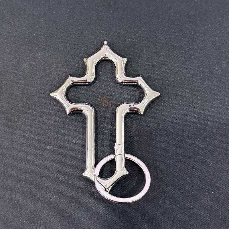 Crusader Carabiner Gothic Cross Metal Keychain Solid Design Zinc Alloy Ideal for Heavy Belt Loop Accessories Bold Streetwear Fashion
