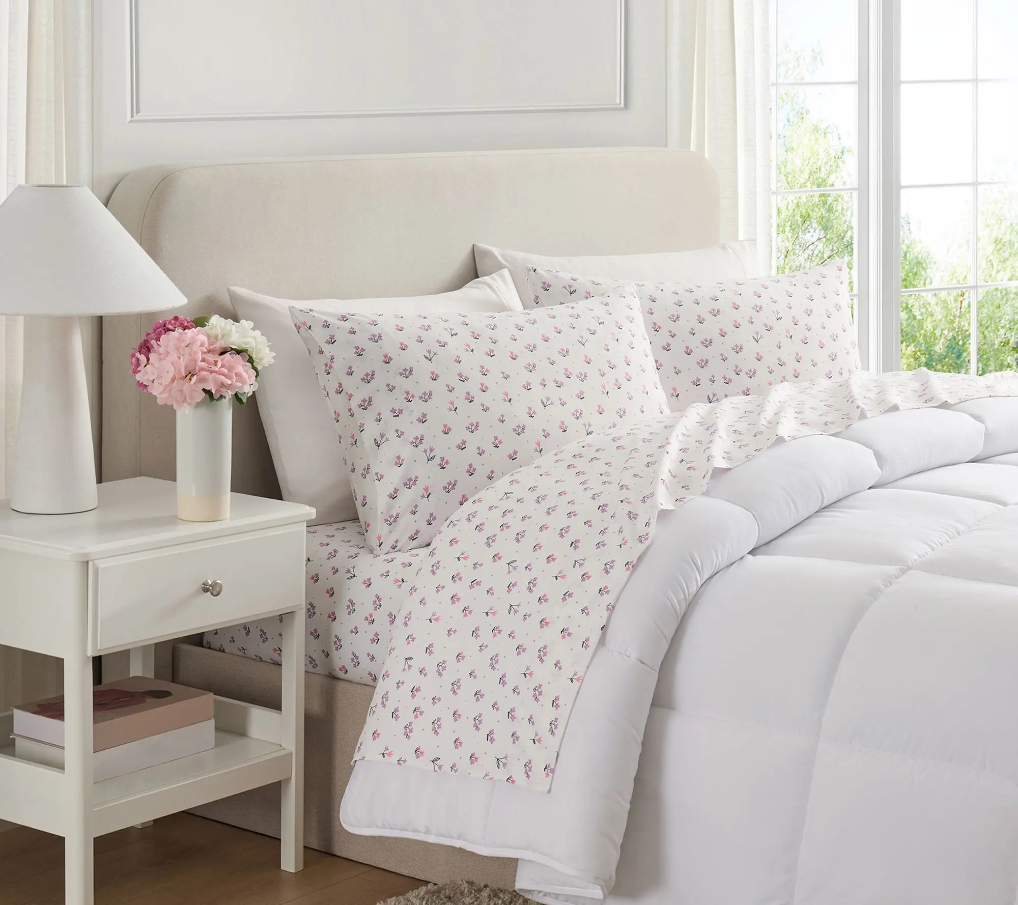 Hallmark Flower Garden 4-Piece Microfiber Bed Sheet Set, Queen