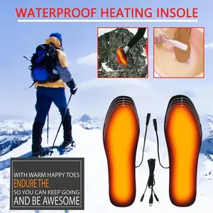 USB Rechargeable Heated Insoles Size 35-46 DIY Customizable Electric Heated Shoes Pad for Outdoor Skiing Winter Foot Warmers
