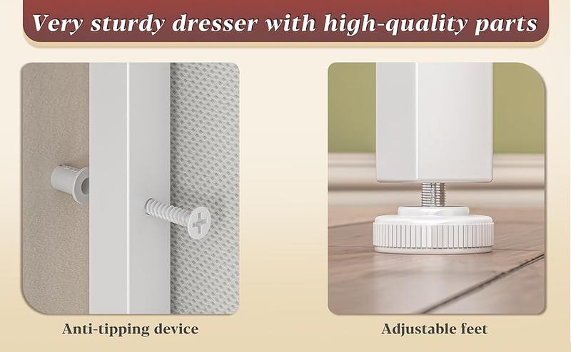 【Vanity sideboard】Raybee 8 Drawers Mini Dresser for Bedroom,Dorm & Attic's Dresser with Built-In Charging Station and LED, Sturdy Chest of Drawers with Two Open Shelves for Storage,Hides all your clutter to keep you organized & your vibe on point