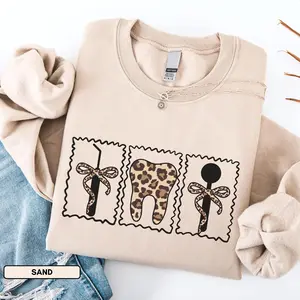 Dental Hygienist Sweatshirt - Leopard Dental School Gift For Dental Assistant Ortho Staff
