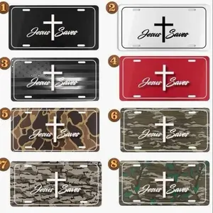 Jesus Saves Camo License Plate, 12" x 6" Aluminum Vanity Tag for US Vehicles, best gift, Old School Bottomland Camo, Duck Camo, Woodland Camo Vanity Plate