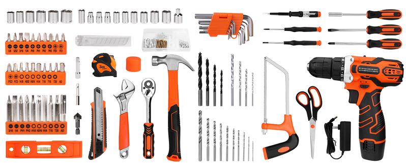 255-Piece Tool Set - Tool Kit with 12V Cordless Drill Driver, Toolbox Storage Case with Drawer, General Household Drill Set for DIY Projects, Home Repairs, Handyman 255-Piece Tool Set - Tool Kit with 12V Cordless Drill Driver, Toolbox Storage Case with Drawer, General Household Drill Set for DIY Projects, Home Repairs, Handyman