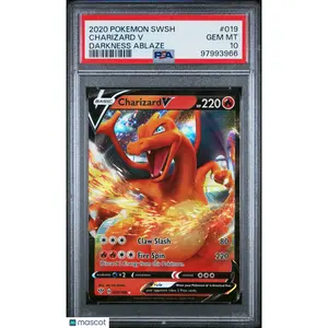 2020 POKEMON SWORD & SHIELD DARKNESS ABLAZE #019 CHARIZARD V PSA 10