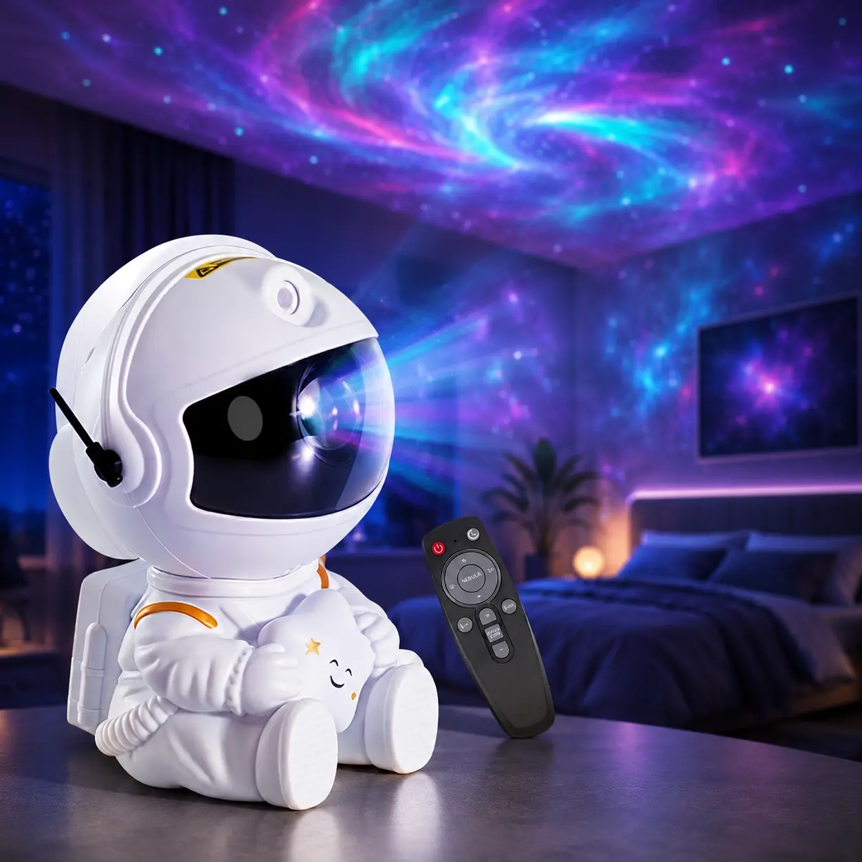 Astronaut Galaxy LED Light Projector - 360° Rotatable Starry Sky Dimmable Night Projector, Bedroom Nebula Decor, Ideal Boy Birthday & Anniversary Gift, Starry Sky Projector