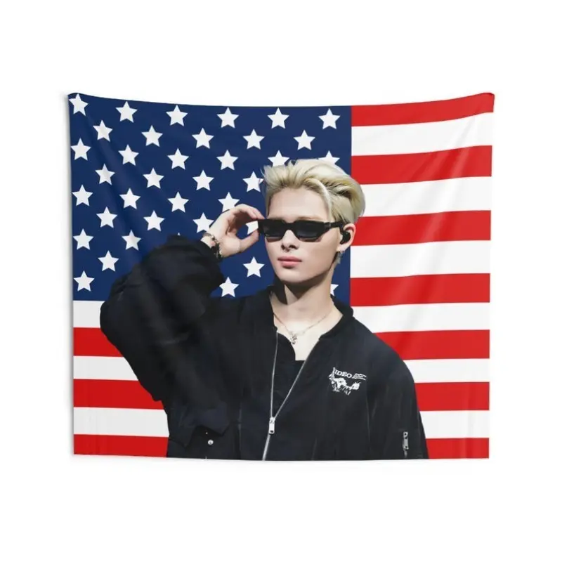 1pc Retro American Flag Print Wall Tapestry - High-Quality Polyester Hanging Home Bedroom Decor Mural, Unique Design, Machine Washable, Ideal Gift for Girls and Friends