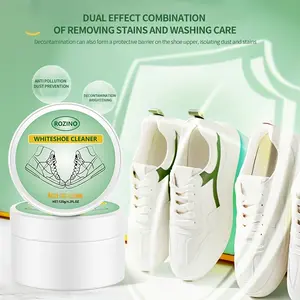 ROZINO White Shoe Cleaning Cream 2 Packs - Water-Free Stain Remover & Whitener for All Types of White Footwear Dual Effect Combination of Removing Stains and Washing Care