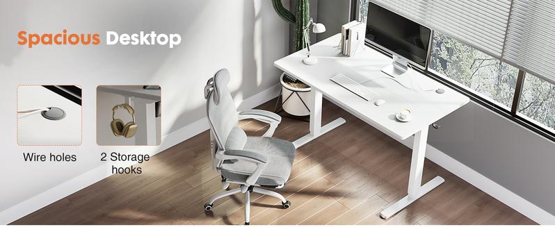 Electric Adjustable Height Standing Desk - 2 Joined Tabletops Ergonomic Sit Stand Workstation for Gaming & Office