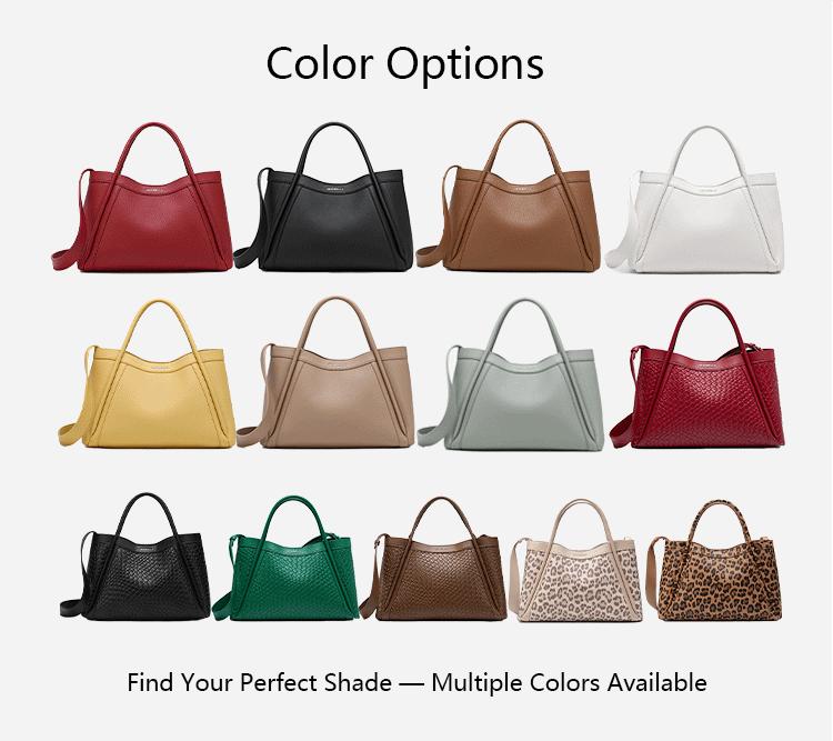 NewBella Kelly M Plus 2 PCS Set Lychee Top Handle Bag with Removable Shoulder Strap Purse Eco-Friendly PU Leather Spacious Interior Magnetic Closure & Inner Pockets Foldable Packaging DealsForYoudays,FallFreshness