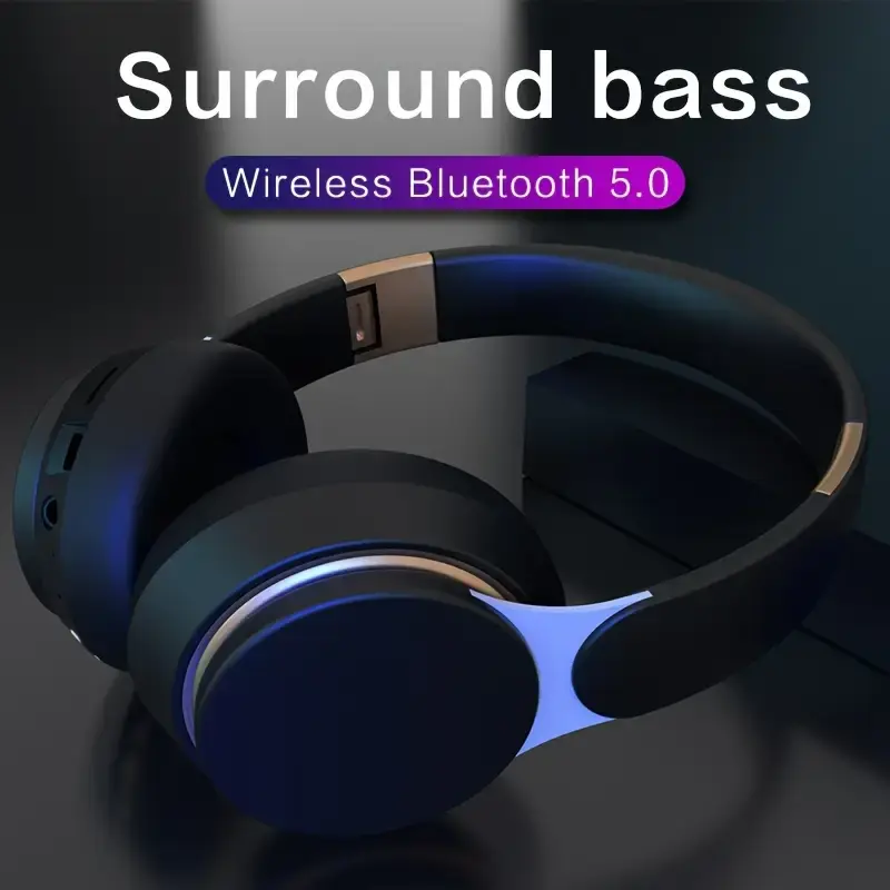 Foldable Wireless Over Ear Headphones with Mic - FM Radio, TF Card Play, 3.5MM AUX, Soft Earpads | Universal for Cellphone, PC, Travel & Home