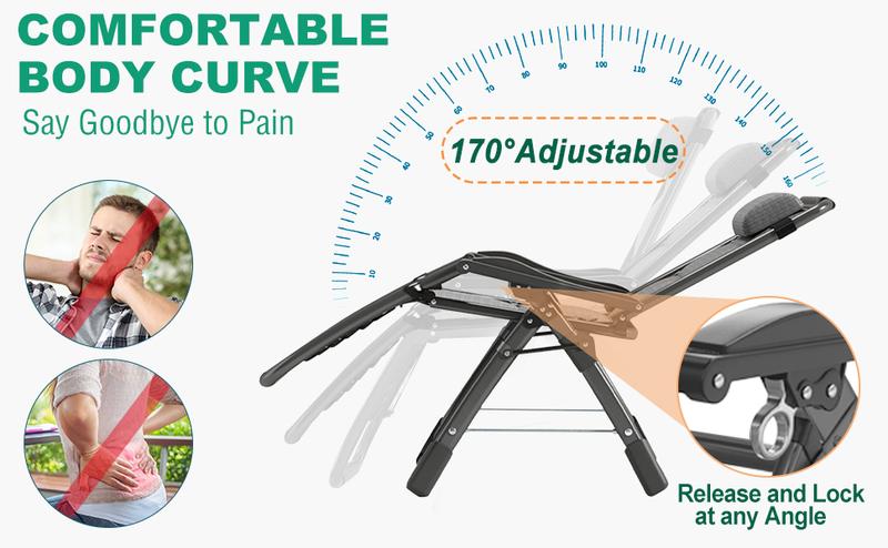 Lilypelle Ice Silk Zero Gravity Chair, Folding Portable Padded Reclining Lounge Chair with Headrest, Side Table, Supports up to 440lbs Lilypelle Ice Silk Zero Gravity Chair, Folding Portable Padded Reclining Lounge Chair with Headrest, Side Table, Supports up to 440lbs