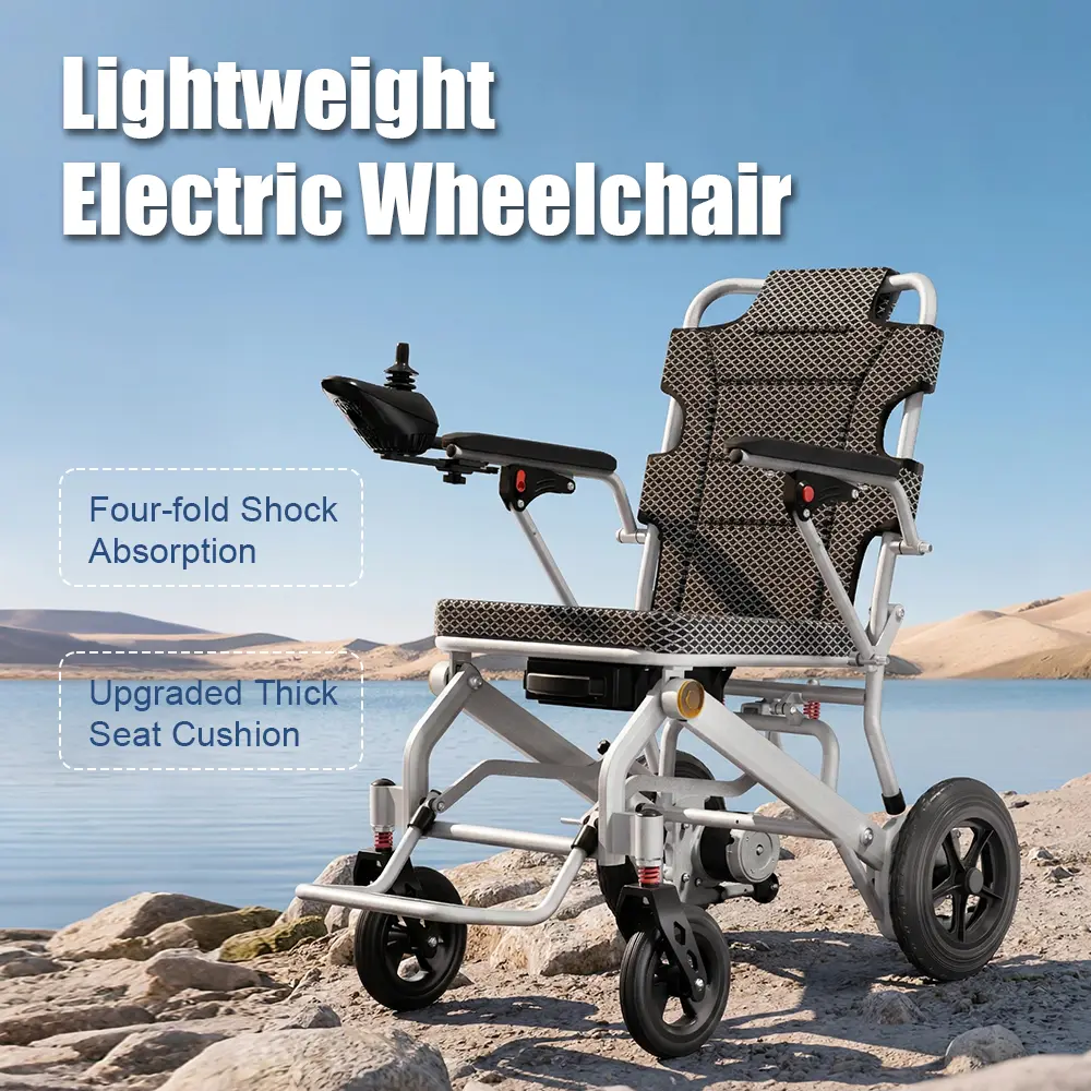 Upgraded 43lbs 1-second fold electric wheelchair. 500W motor,350lbs Capacity, 15+ mile range, extra thick soft seat and backrest, dual charging (onboard or removable), small turning radius, tackles 9° slopes. Perfect for daily comfort and travel freedom.
