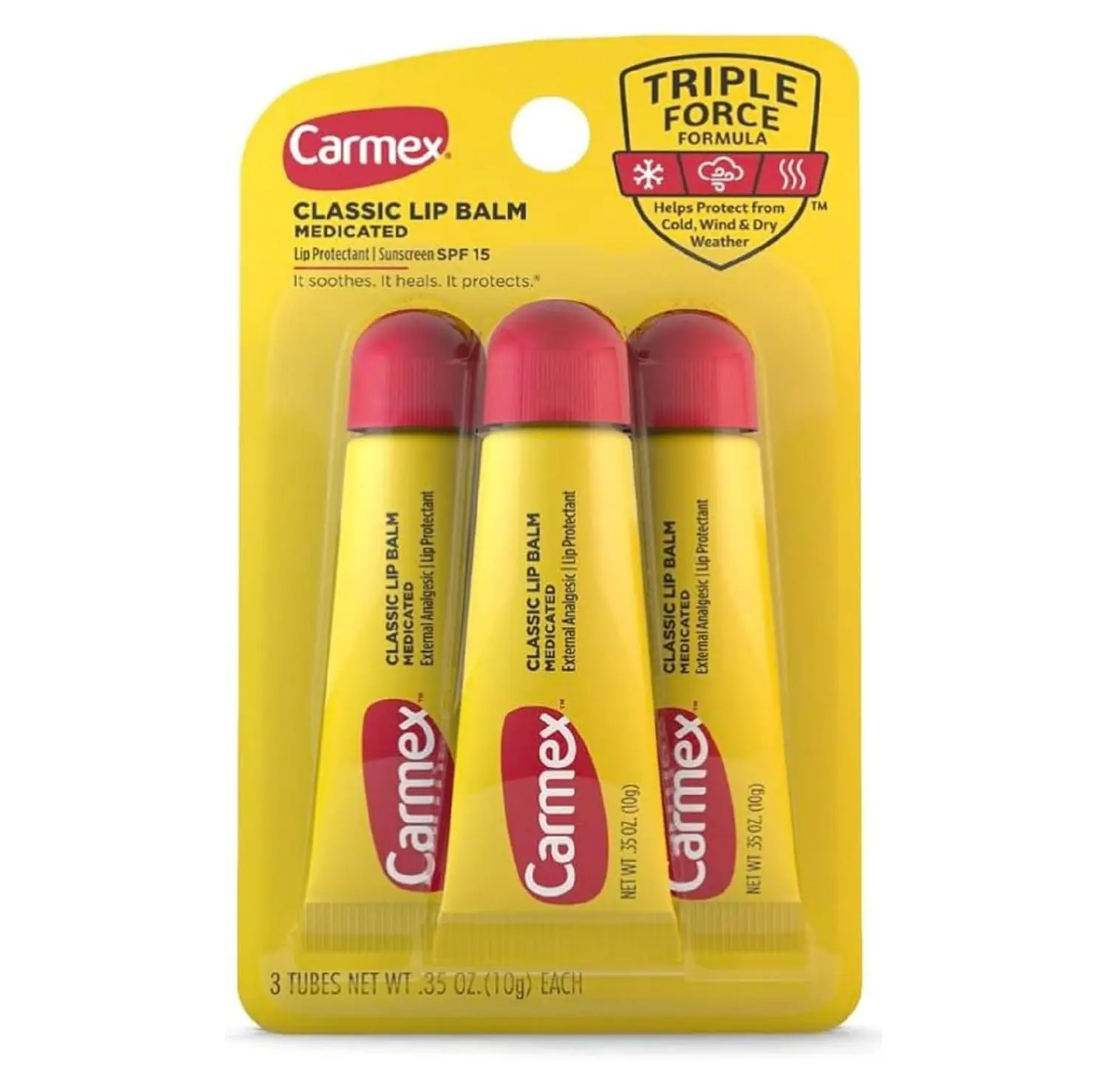 Carmex Classic Lip Balm, 0.35 Ounce (Pack of 3)